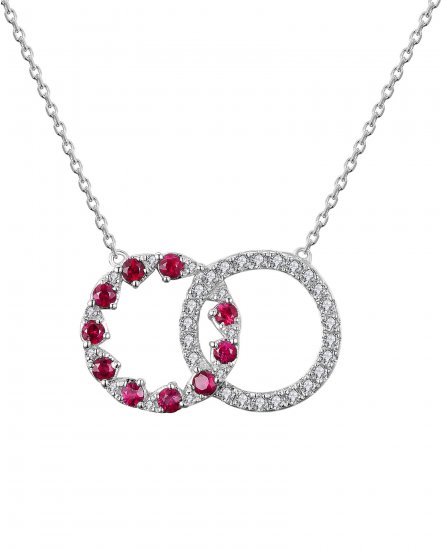 ROUND INTER LINKED STYLE COLORED STONE DIAMOND NECKLACE (TN384)
